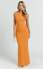 Genie Maxi Dress - Off The Shoulder Dress in Orange