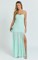 Hudgens Maxi Dress - Georgette Godet Panel Dress in Mint
