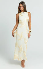 Freya Maxi Dress - Boat Neck Backless Dress in Yellow