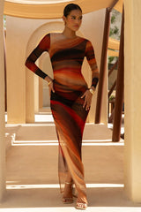 Barzilio | Ombre Long-Sleeve Bodycon Maxi Dress