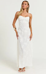 Lily Maxi Dress - Sheer Jacquard Maxi Dress in Cream
