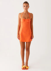 Contessa Halter Mini Dress - Orange