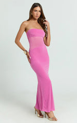 Fatima Maxi Dress - Bodycon Strapless Dress in Fuchsia