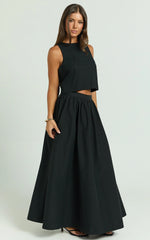 Preston Maxi Skirt - Gathered Waist Full Skirt in Black