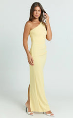 Criselda Maxi Dress - One Shoulder Maxi Dress in Lemon