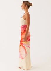 Bad News Mesh Maxi Dress - Yellow Floral