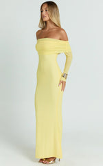Bethanie Maxi Dress - Off The Shoulder Mesh Dress in Lemon