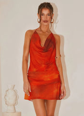 Cyna Cowl Mini Dress - Scarlet Blur