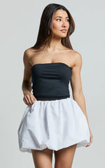Abbey Mini Skirt - Bubble Hem Skirt in White
