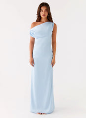 Heart Of Glass Satin Maxi Dress - Blue