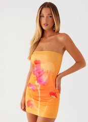 Caroline Mini Dress - Orange Floral