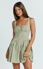 Albee Mini Dress - Smocked Back Dress in Olive