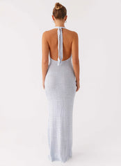 Novalee Flower Crochet Maxi Dress - Blue