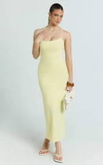 Ramirez Midi Dress - Scoop Neck Low Back Dress in Lemon