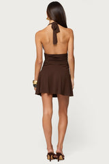 Rafaella Ruched Halter Mini Dress