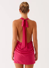 Eleanora Plunge Mini Dress - Pink