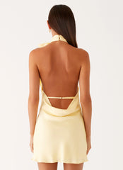 Cory Cowl Scarf Mini Dress - Sunny Yellow