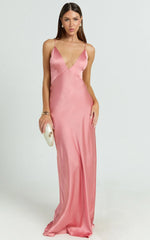 Quincy Maxi Dress - Satin Slip Dress in Pink