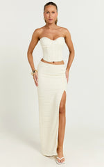 Christina Maxi Skirt - Crochet Maxi Skirt With Front Split in Cream