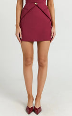 Elly Skirt - Tailored Mini Skirt in Wine