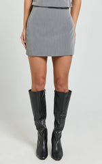 Pauline Mini Skirt - Tailored Column Mini Skirt in Grey