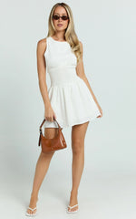 Fhelley Mini Dress - Shirred Waist Dress in White