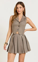 Andie Mini Skirt - Tailored Pleated Mini Skirt in Grey