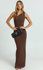 Criselda Maxi Dress - One Shoulder Maxi Dress in Chocolate
