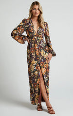 Lorelei Maxi Dress - V Neck Balloon Sleeve Dress in Indulgent Bloom