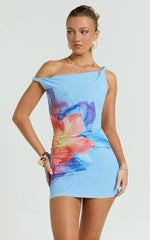 Jenny Mini Dress - Tipp Shoulder Mesh Bodycon Dress in Electric Orchid