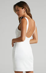 Big Love Mini Dress - Square Neck Bodycon Dress in White
