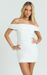 Liliana Mini Dress - Off Shoulder Bodycon Dress in White