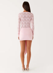 Consie Long Sleeve Mini Dress - Pink