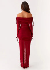 Teala Mesh Maxi Dress - Red