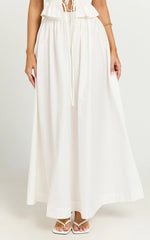 Preston Maxi Skirt - Gathered Waist Full Skirt in Ivory