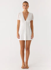 Sweet Lullaby Mini Dress - White