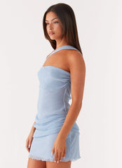 Misty Mesh Mini Dress - Pale Blue