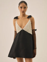 Pearly Bow Mini Dress