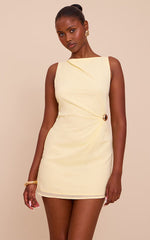 Lemon Chiffon Trim Detail Mini Dress